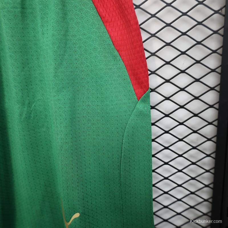 2026 Player Version Morocco Green with Red Side Panels Shorts