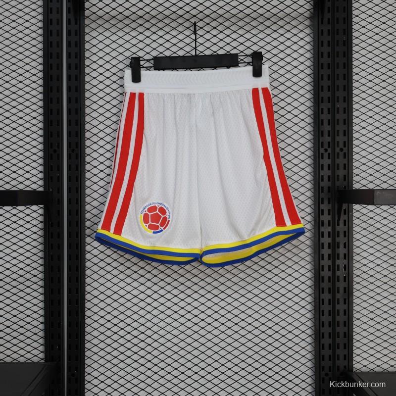 2026 Player Version Colombia White with Red Side Stripes Shorts