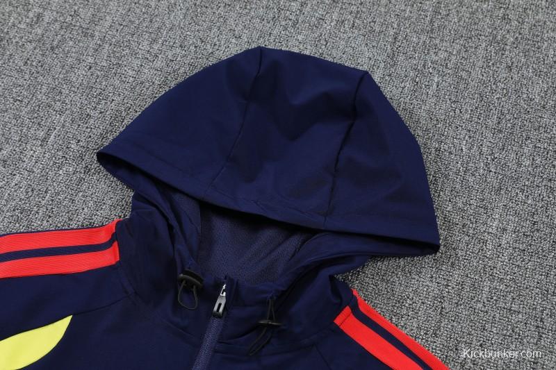 26/27 Colombia  Navy Blue Full Zipper Hooded Jacket Tracksuit + Long Pants