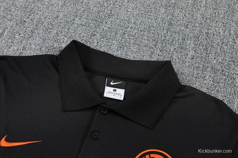 26/27 Inter Milan Black Polo Training Shirt + Long Pants Tracksuit