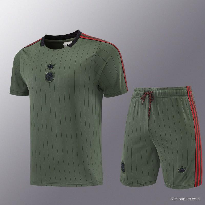 26/27 Bayern München  Forest Green  Pinstripe  Short Sleeve+Soccer Shorts