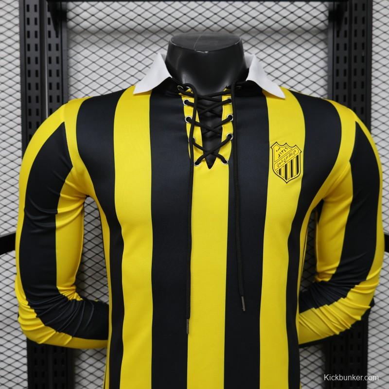 Player Version 2026 Peñarol Yellow & Black Vertical Stripes Long Sleeve Retro Heritage Jersey