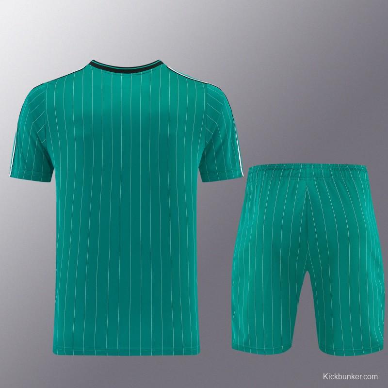 26/27 Liverpool   Green Pinstripe  Short Sleeve+Soccer Shorts