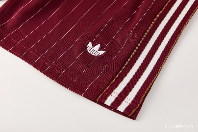 26/27  Arsenal  Maroon Pinstripe Short Sleeve+Soccer Shorts