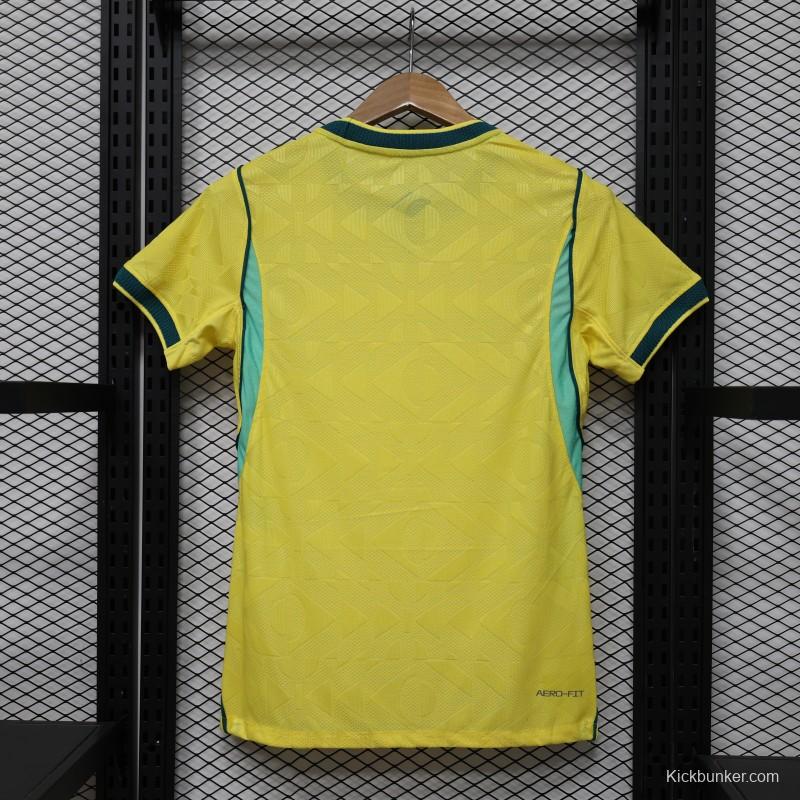 Player Version Women 2026  Brazil Yellow with Green Home Jersey