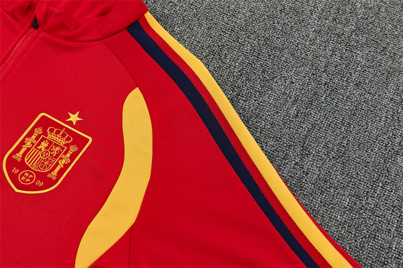 26/27 Spain Home Red Half Zipper Jacket Tracksuit + Long Pants