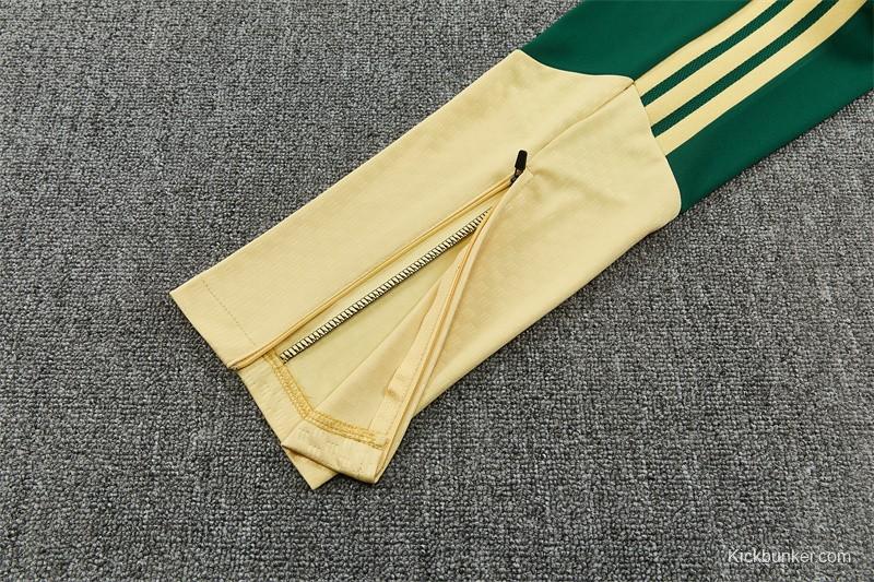 2026 Real Madrid Green & Cream  Half Zipper Jacket Tracksuit + Long Pants