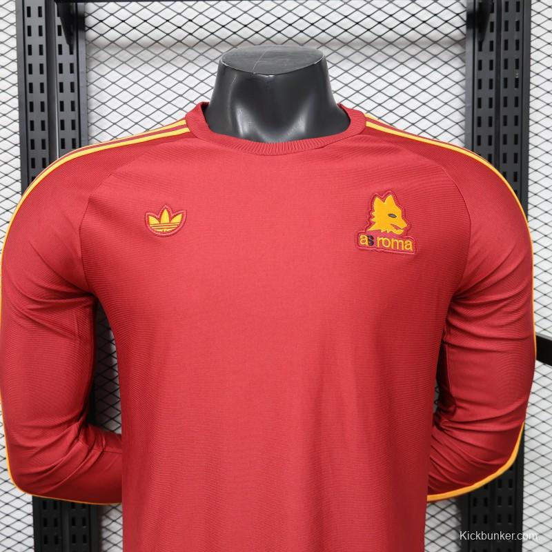 Player Version 2026 AS Roma Deep Red  84/85 Vintage Remake  Long Sleeve Home Jersey