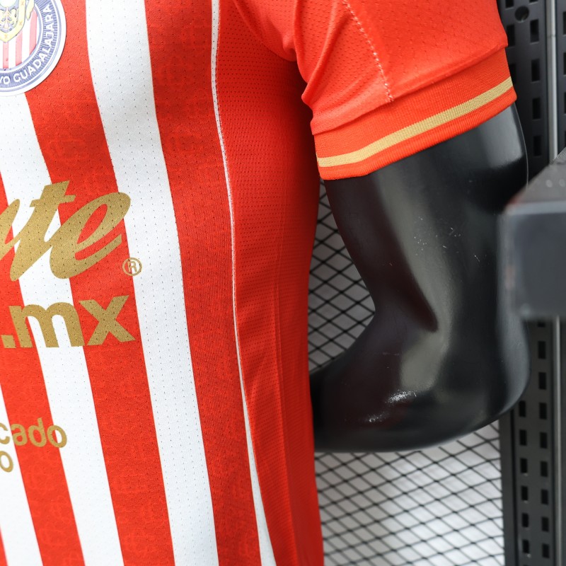 Player Version 26/27 Chivas de Guadalajara Red & White Stripes Home Jersey