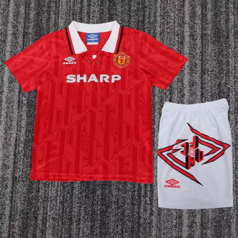 Retro Kids 92/94 Manchester United Red Home Jersey
