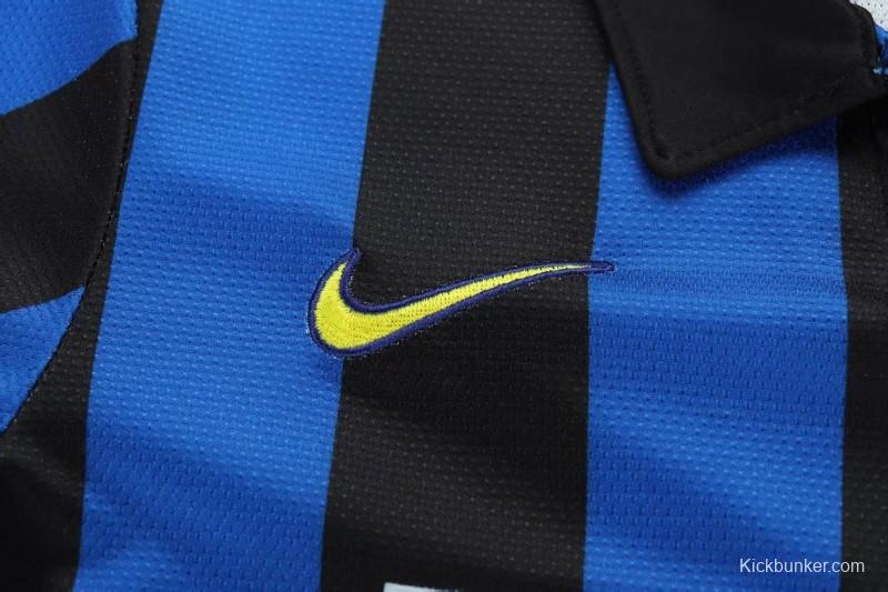 Retro 98/99 Kids  Inter Milan Blue & Black Stripe Home Jersey