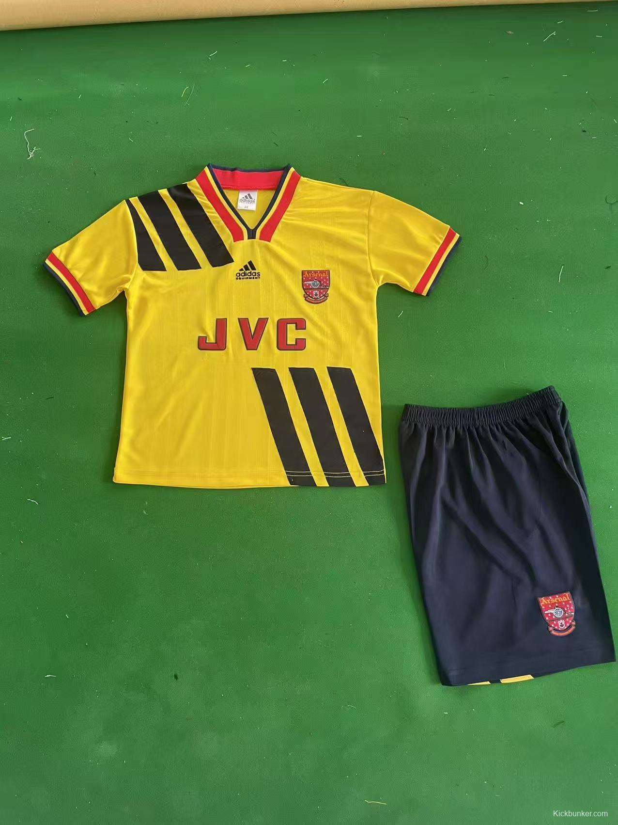 Retro 1993/94 Kids Arsenal Yellow & Black Away Jersey