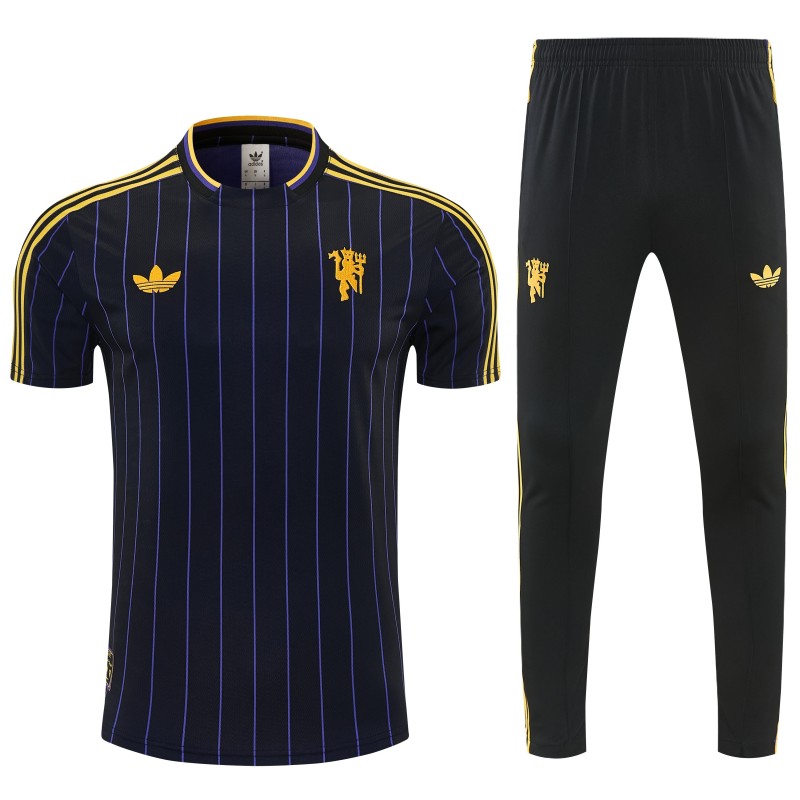 26/27 Manchester United Black Short Sleeve Tracksuit + Long Pants