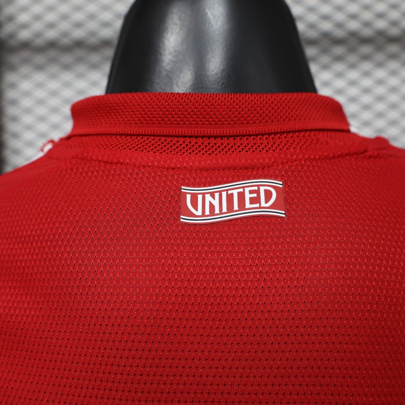 Player Version 26/27 Manchester United Red Polo Collar  Long Sleeve Jersey