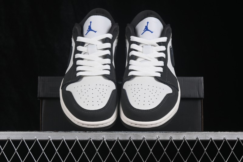 Nike Air Jordan 1 Low Retro Basketball Shoes with White Grey Crackle Design - IU2268-100