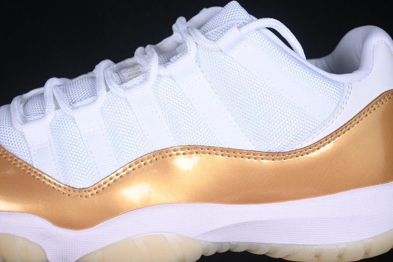 Nike Air Jordan 11 Low Retro Basketball Shoes with Metallic Gold Accents - AH7860-102