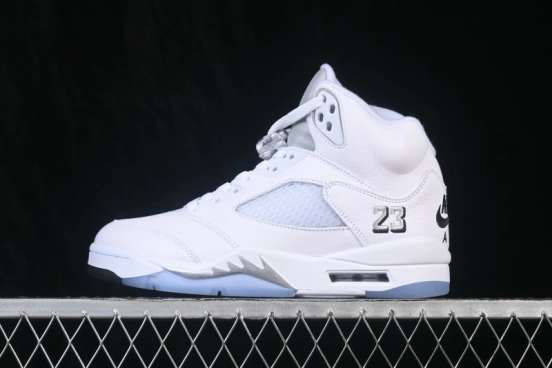 Nike Air Jordan 5 Retro "White Metallic" Men's Basketball Shoes with Premium Leather Upper - HQ7978-103