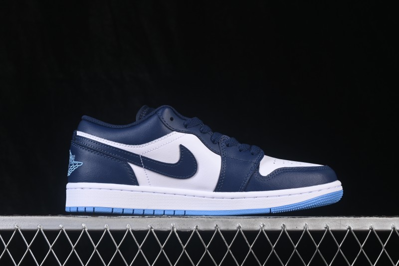 Nike Air Jordan 1 Low Retro Basketball Shoes with Classic White and Blue Colorway - 553558-404