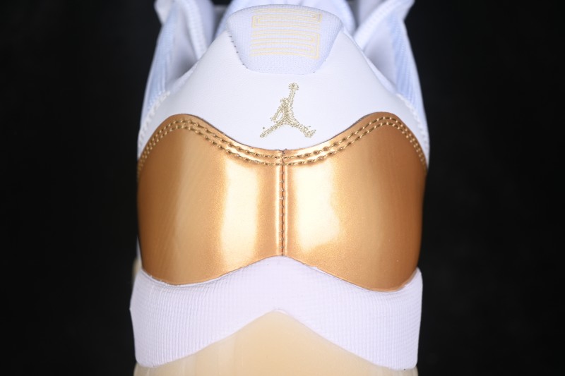 Nike Air Jordan 11 Low Retro Basketball Shoes with Metallic Gold Accents - AH7860-102