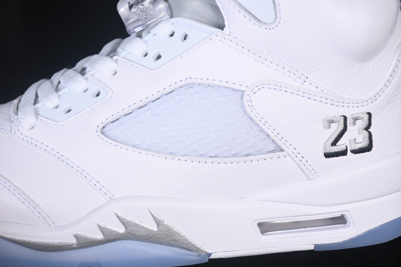Nike Air Jordan 5 Retro "White Metallic" Men's Basketball Shoes with Premium Leather Upper - HQ7978-103