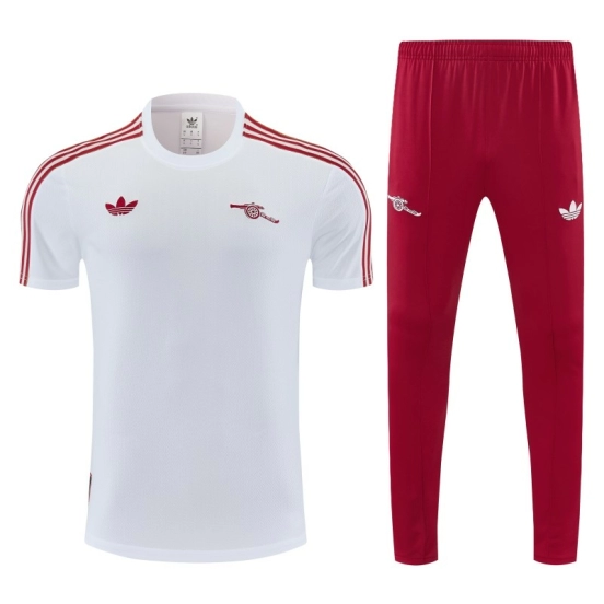 26/27 Arsenal White & Red Short Sleeve Tracksuit + Long Pants