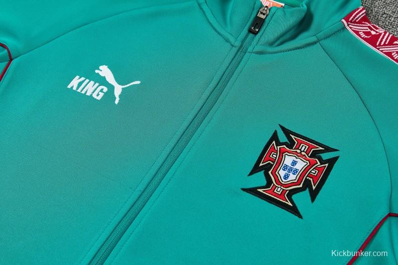 26/27 Portugal Green Full Zipper Jacket Tracksuit + Long Pants