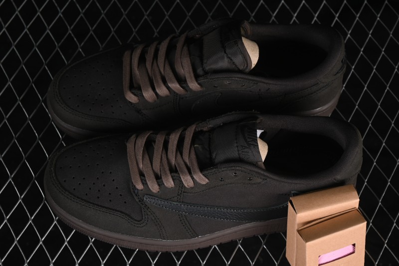 Nike Air Jordan 1 Low OG Travis Scott Reverse Swoosh Premium Leather Sneakers - DM7866-202