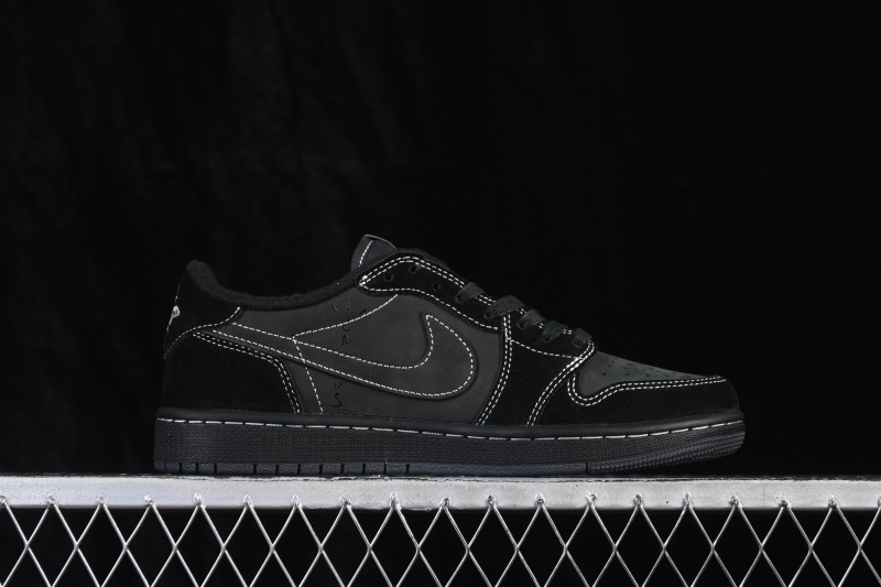 Nike Travis Scott x Air Jordan 1 Low OG Sneakers with Reverse Swoosh Design - DM7866-001