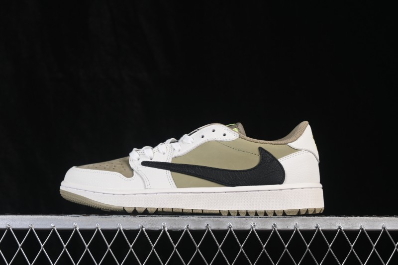 Nike Air Jordan 1 Low OG Travis Scott Reverse Swoosh Premium Leather Casual Sneakers - FZ3124-200