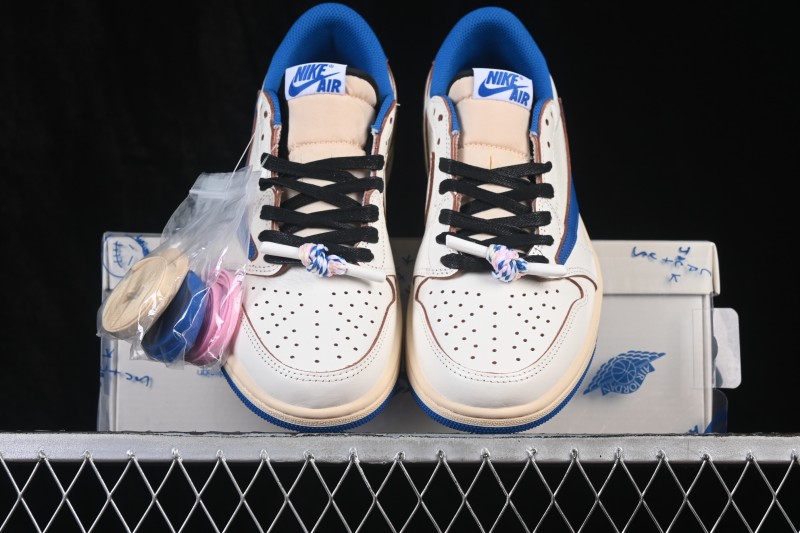 Nike Travis Scott x Air Jordan 1 Low OG Retro Basketball Shoes with Reversed Swoosh - DM7866-104