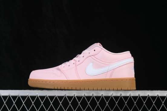 Nike Air Jordan 1 Low Retro Basketball Shoes with Light Gum Pink Accent - DC0774-601