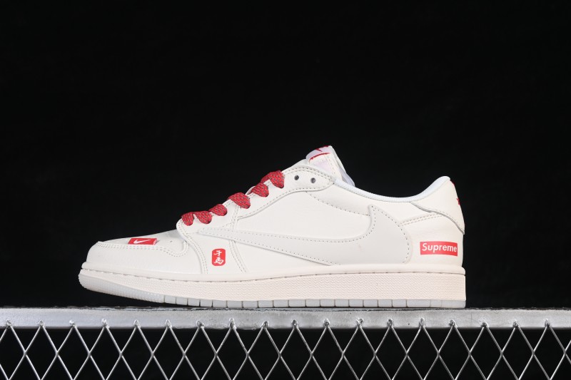 Nike Air Jordan 1 Low OG SP Travis Scott x Fragment Design Retro Basketball Sneakers with Reverse Swoosh - QW5288-139