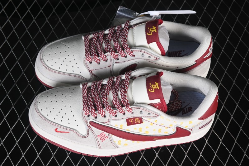 Nike Air Jordan 1 Low Retro Basketball Shoes with Year of the Horse Pattern Limited Edition - JW1188-180