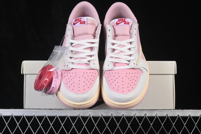 Nike Travis Scott x Air Jordan 1 Low OG Retro Sneakers with Reverse Swoosh Design - DM7866-600