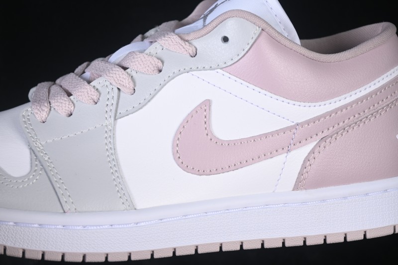 Nike Air Jordan 1 Low Retro Casual Sneakers in White and Pink - DC0774-606