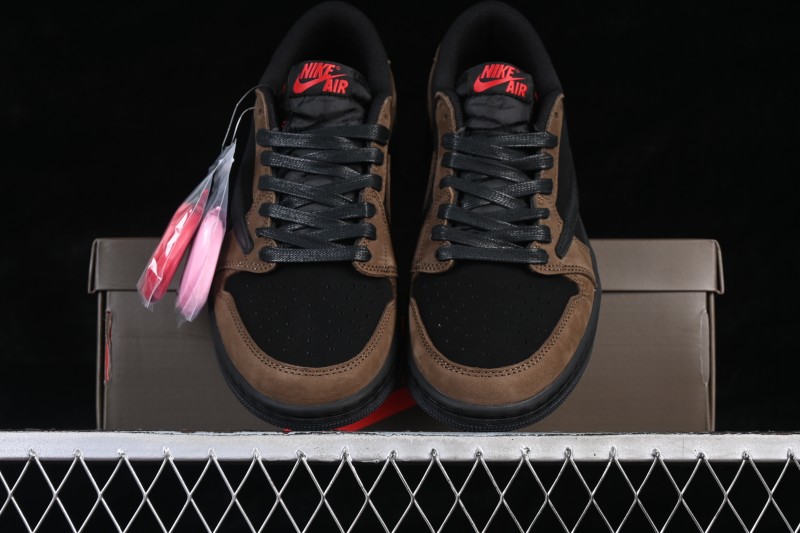 Nike Travis Scott Air Jordan 1 Low OG Retro Basketball Shoes with Reversed Swoosh - IB7109-005