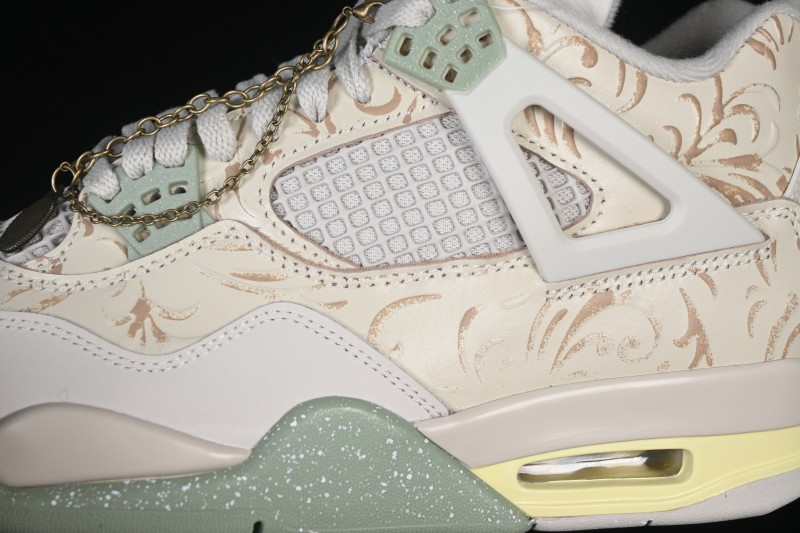 Nike Air Jordan 4 Retro 'Somos Eternos' AJ4 Day of the Dead Sneakers with Metallic Gold Accents and Jade Midsole - IM8116-047