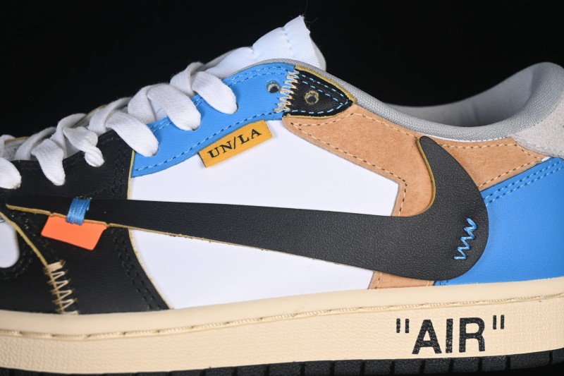 Nike Travis Scott x Air Jordan 1 Low OG Sneakers with Reverse Swoosh Design - XZ6868-006