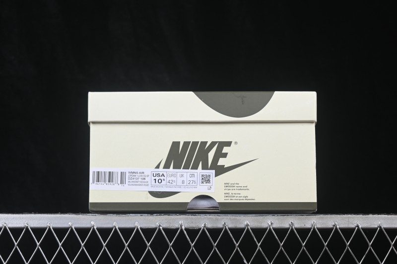Nike Travis Scott x Air Jordan 1 Low OG Sneakers with Reverse Swoosh Design - DZ4137-106