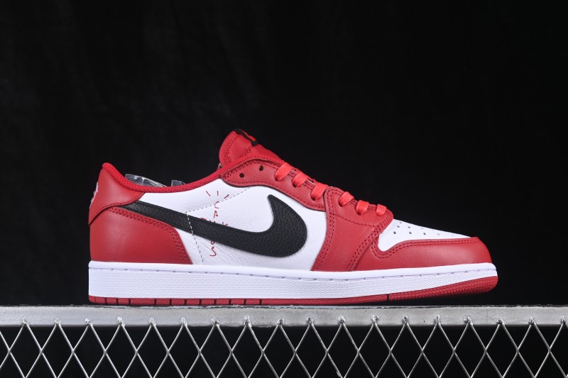 Nike Travis Scott x Air Jordan 1 Low OG Retro Basketball Sneakers with Reverse Swoosh Design - DM7866-101