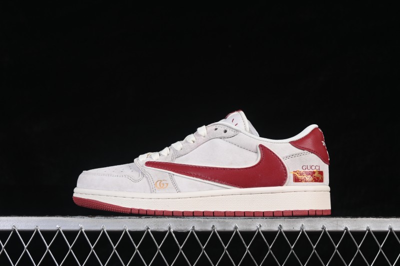 Nike Air Jordan 1 Low AJ1 Horse Year Edition Wine Red Grey Premium Custom Low-Top Retro Basketball Shoes - XZ6668-056