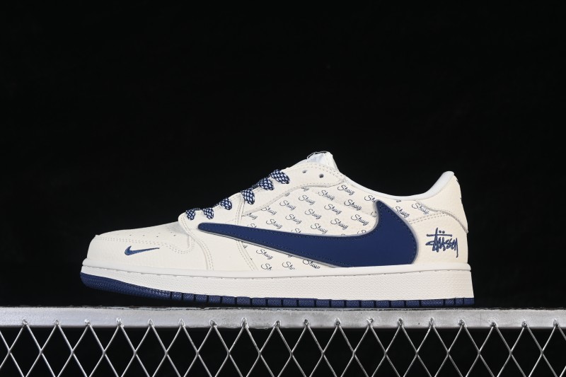 Nike Air Jordan 1 Low Retro Collaboration Premium Casual Sneakers with Embroidered Swoosh - LD2028-065