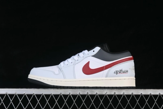 Nike Air Jordan 1 Low Retro Basketball Shoes in White and Red - 553558-081