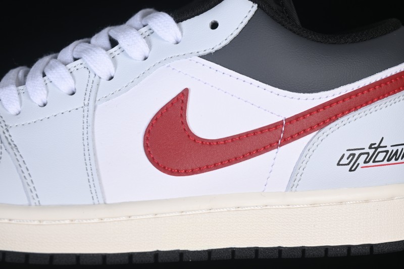 Nike Air Jordan 1 Low Retro Basketball Shoes in White and Red - 553558-081