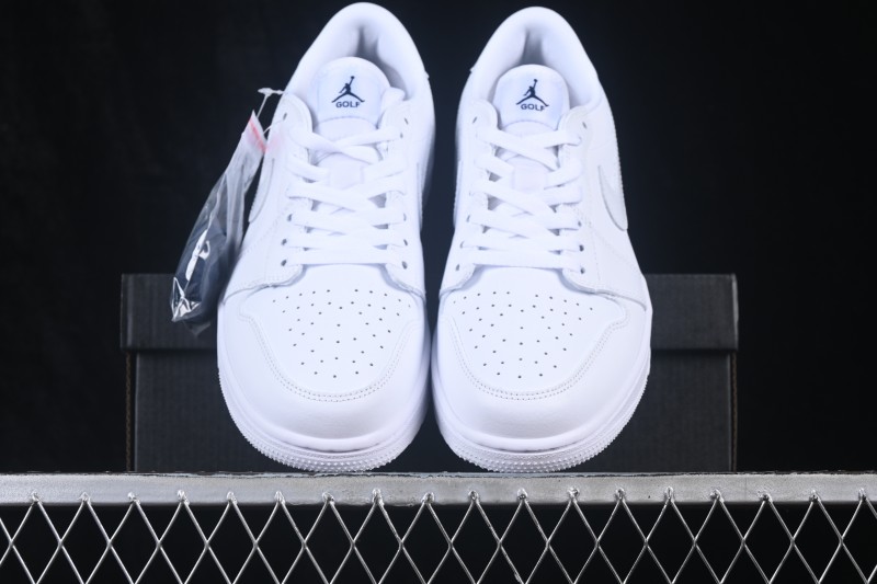 Nike Air Jordan 1 Low Retro Basketball Shoes in All-White Leather - DD9315-120