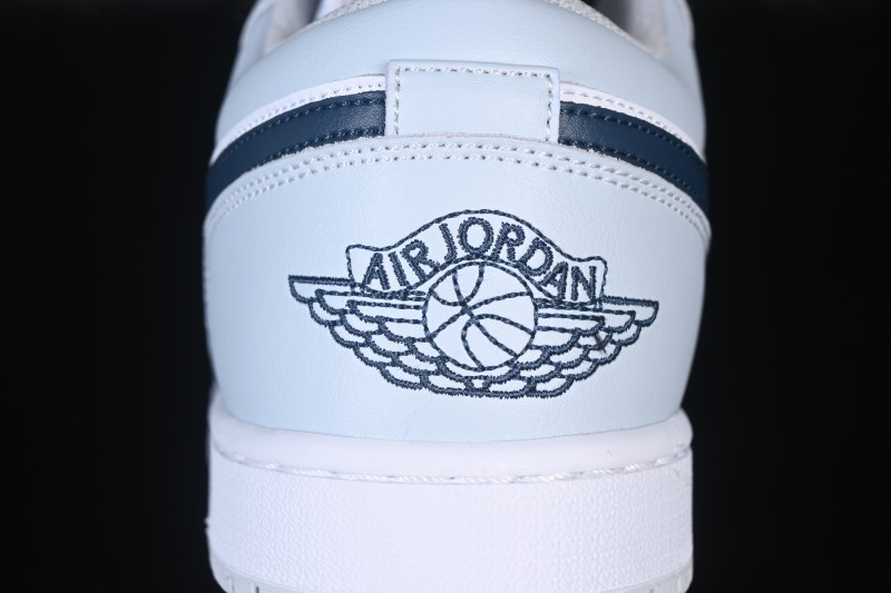 Nike Air Jordan 1 Low Retro Basketball Shoes with White Grey and Blue Accents - 553558-400