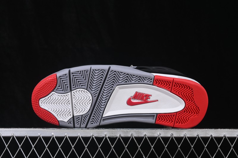 Nike Air Jordan 4 Retro Running Shoes with Premium Leather Upper and Classic Black-Red Colorway - IX8180-001