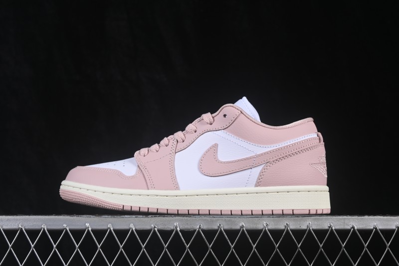 Nike Air Jordan 1 Low Retro Basketball Shoes in White and Pink for Casual Wear - DC0774-162