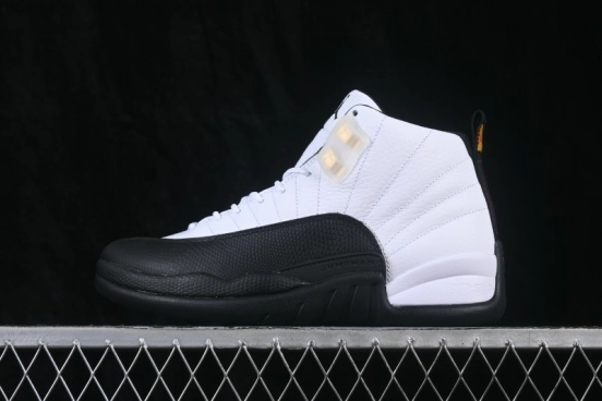Nike Air Jordan 12 Retro Taxi Basketball Shoes with Gold Eyelets - CT8013-117