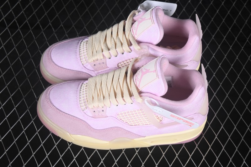 Nike Air Jordan 4 Retro 'Iced Carmine' Denim Basketball Shoes with Soft Pink Upper - IB6716-600